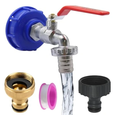 Afbeelding van CZAYEFNH Aftapkraan Ibc, 3/4 Inch Voor Ibc Tank 600/1000l Grove Schroefdraad S60x6 Mat Verchroomd, Weefselafdichtband,Voor Tuinkraan, Tankadapter
