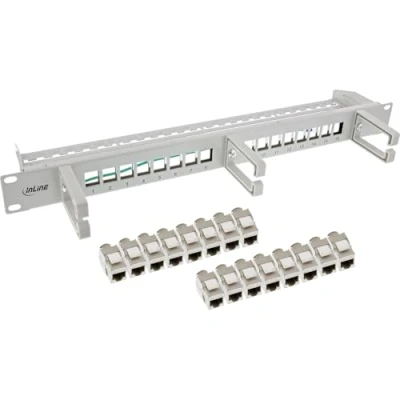 Afbeelding van InLine Patchpaneel Cat.6A 16 voudig, Server accessoires, Grijs