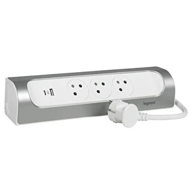 Afbeelding van Legrand 90 monteerbare contactdoos 3x2p penaarde usb a c 1m alu 049406