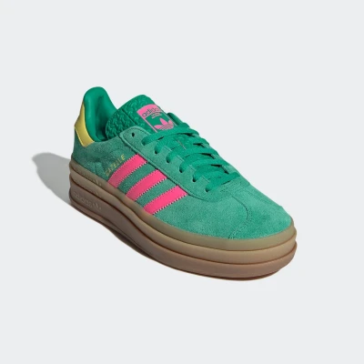 Afbeelding van adidas Originals Gazelle BOLD Sneakers laag Court green lucid pink pure sulfur, Dames, Maat: 36, sulfur