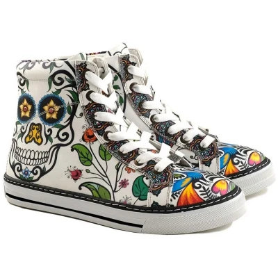 Afbeelding van Goby Sugar Skull Dames Sneakers Handgemaakt Vegan Leer Maat 40