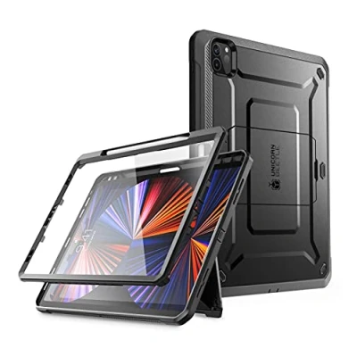 Afbeelding van SUPCASE Hoes voor iPad Pro 11 inch (2022/2021/2020), bumpercase, 360 graden beschermhoes, cover, ondersteuning Apple Pencil laden [Unicorn Beetle PRO] met displaybescherming en standaard, zwart