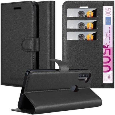 Afbeelding van Cadorabo Hoesje geschikt voor Samsung Galaxy A11 / M11 in PHANTOM ZWART Beschermhoes met magnetische sluiting, standfunctie en kaartvakje Book Case Cover Etui