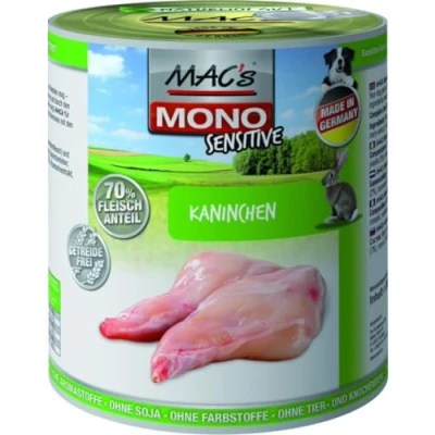 Afbeelding van MAC&#039;s Hondenvoer Natvoer Blik Mono Sensitive Konijn 6 x 800g