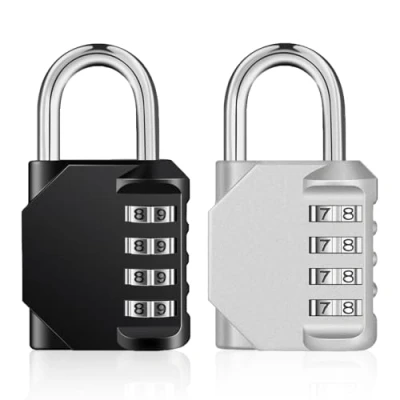 Afbeelding van ZHEGE Code hangslot voor kluisje, 4 cijferig cijferslot sportschool, kleedkamer, college, schoolkast, escape game, waterdicht, combinatieslot buiten, tuinhuisje (zwart en zilver)