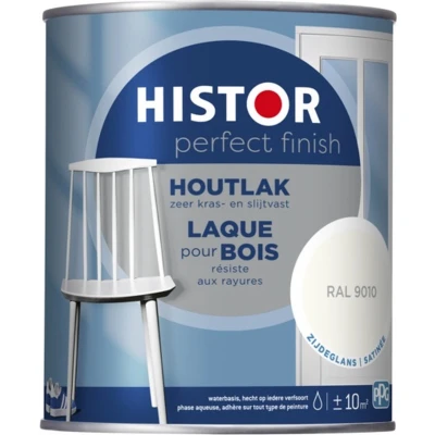 Afbeelding van histor perfect finish houtlak zijdeglans ral 9010 0.75 ltr