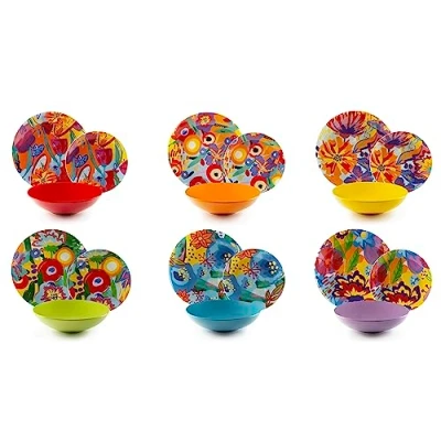 Afbeelding van Excelsa Provence Bordenservies, 18 delig, porselein en aardewerk, kleurrijk decor, voor 6 personen
