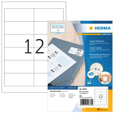 Afbeelding van Etiket HERMA 10781 97x42.3mm wit 960stuks