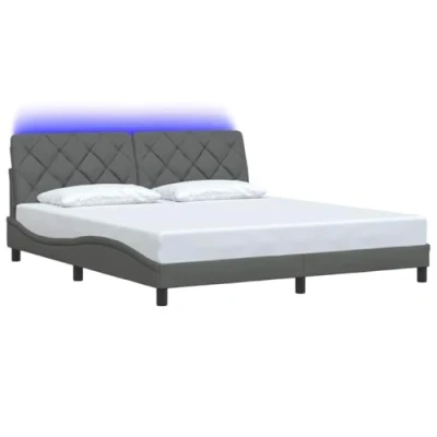 Afbeelding van vidaXL Bedframe met LED zonder matras 180x200 cm stof donkergrijs