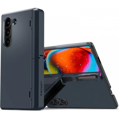 Afbeelding van Spigen Tough Armor Hoesje voor de Samsung Galaxy Z Fold 6 Back Cover met Kickstand Metal Slate