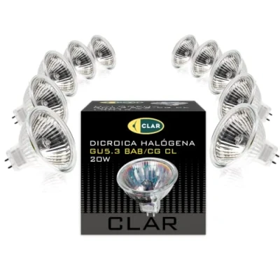 Afbeelding van CLAR Halogen Bulb, Bulbs, Spotlights, 12V 12 Volt GU5.3 MR16 20W (Pack 10)