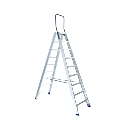 Afbeelding van Dubbele trapladder 2x9 treden Atom + Gratis beugel