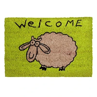 Afbeelding van deurmat kokosnoot schaap 40x60 cm antibacteriële entreemat kokosmat met vinyl drager natuurlijk materiaal 100%