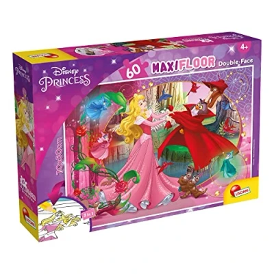 Afbeelding van LISCIANI DISNEY Doornroosje Aurora Maxi Puzzel Voor kinderen vanaf 4 jaar 60 stukken 2 in 1 Dubbelzijdig /Achterkant met kleurplaat Ontwikkeling van creativiteit