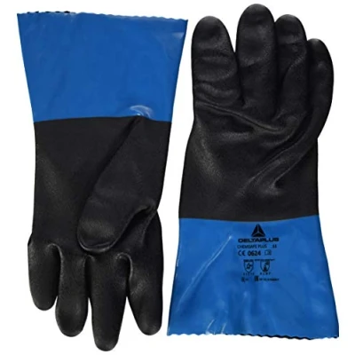 Afbeelding van Deltaplus VV836BL11 PVC/nitril op polyamide drager handschoen coating 30 cm, blauw, maat 11