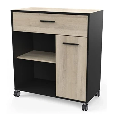 Afbeelding van CBA Keukentrolley Microgolfkast magnetronkast 81 cm breed eiken/zwart Mint
