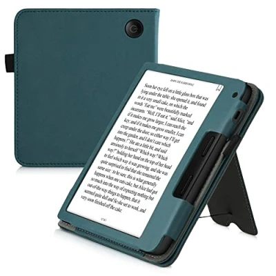 Afbeelding van kwmobile E reader hoesje compatibel met Tolino Vision 6 Ereader case van kunstleer cover in petrol