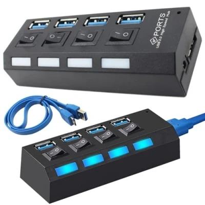 Afbeelding van PARENCE. Puertos USB 4 Hub SuperSpeed 3.0, Universeel, LED display 10,5x3,5x2,1cm