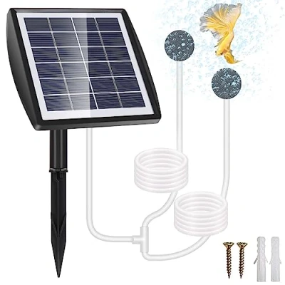 Afbeelding van GuKKK Zuurstofpomp op zonne energie, 2 W, vijverbeluchter energie met 2200 mAh accu, luchtpomp, aquarium, oxygenator, visbeluchter buis, luchtblaasstenen, voor