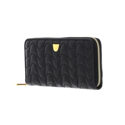 Afbeelding van COCCINELLE Leren Portemonnee Clivia Matelasse Zip Around Wallet Noir Zwart
