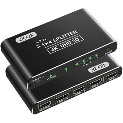 Afbeelding van 4k HDMI splitter UHD verdeler 1 in 4 Out voor tv speler