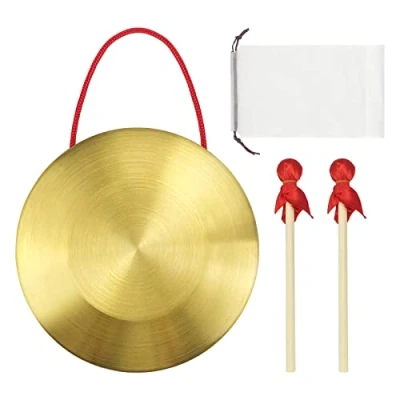 Afbeelding van 15cm Messing Koper Hand Gong Cymbals Draagbare Instrumenten, met Ronde Speelhamer, voor Drum Instrumenten Kerk Opera Orkest (met Tas)
