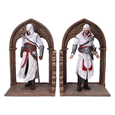 Afbeelding van Nemesis Now Officieel gelicenseerde Assassin&#039;s Creed Altair en Ezio Library Gaming boekensteunen, hars, bruin, 24 cm