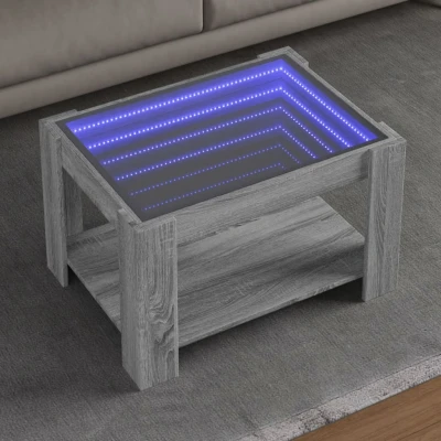 Afbeelding van Salontafel met LED 73x53x45 cm bewerkt hout grijs sonoma eiken