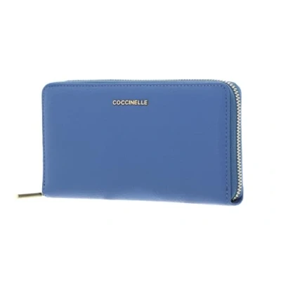 Afbeelding van COCCINELLE Leren Portemonnee Metallic Soft Wallet Azul Blauw
