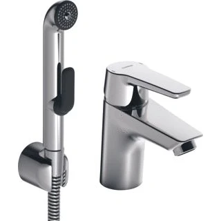 Afbeelding van Hansa polo 1 gats wastafelkraan met vaste uitloop 10 3cm handdouche chroom 51462293