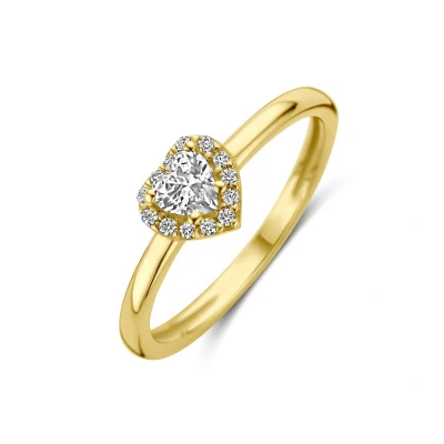 Afbeelding van 14K Geelgoud Ring Hart Met Zirkonia Halo 4030543