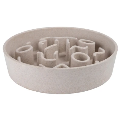 Afbeelding van District 70 Bamboo Slowfeeder Beige Hondenvoerbak Ø28 cm