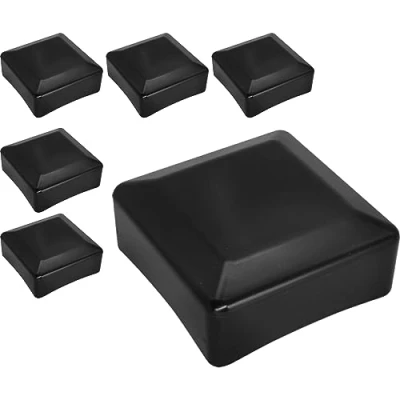 Afbeelding van SKIR&#039;CO (6 stuks) hekpaaldoppen, vierkant 80 x mm zwarte kunststof doppen voor hekpalen, zwart RAL 9005 kleur