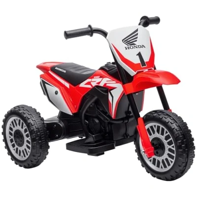 Afbeelding van HOMCOM Elektrische motorfiets voor kinderen, 6 V, met claxon, startup muziek, kindervoertuig, 3 km/u, 1,5 jaar, rood