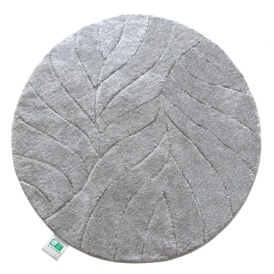 Afbeelding van Floordirekt badmat, extra pluizig en sneldrogend, badkamertapijt met antislip achterkant, douchemat (Maris) (zilver, rond, 120 cm)
