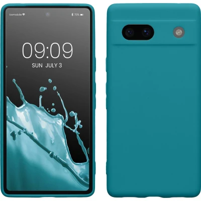 Afbeelding van kwmobile telefoonhoesje geschikt voor Google Pixel 7a Hoesje smartphone Precisie camera uitsnede In mat petrol