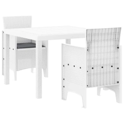 Afbeelding van vidaXL Tuin Eettafel Set 3 pcs Wit 100 x 73 cm Poly rattan