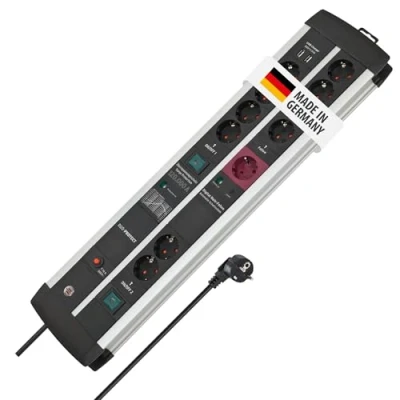 Afbeelding van Stekkerdoos met overspanningsbeveiliging Brennenstuhl 3 meter (11 voudig, Master Slave, 120.000 A, 2 USB poorten, schakelaars)
