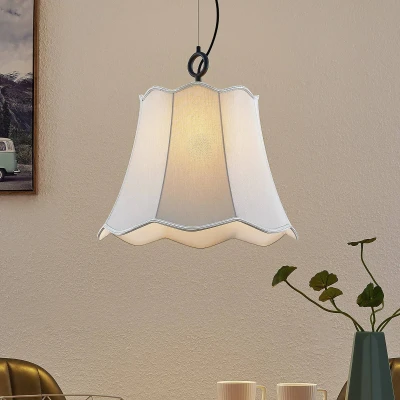 Afbeelding van Lucande Hanglamp 1licht stof, ijzer H: 30 cm E27 zilvergrijs, zwart