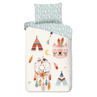 Afbeelding van Dekbedovertrek voor Kinderen 140x200 cm Boho Tipi en Dromenvanger Print Multi 1 Persoons 100% Katoen Flanel