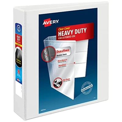 Afbeelding van Avery Heavy Duty View 3 Ring Binder, 2 &quot;One Touch schuine ringen, houdt 8,5&quot; x 11&quot; papier, 1 witte binder (05504)