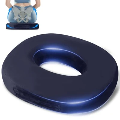 Afbeelding van Donut stoelkussen, ergonomisch stuitbeenkussen, rond orthopedisch kussen, stuitbeenkussen ter verlichting van aambeien, zitkussen traagschuim, ischiaskussen voor auto, kantoor