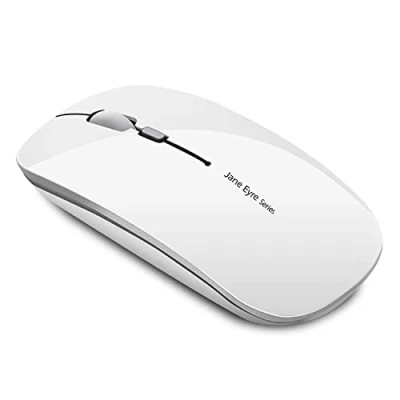 Afbeelding van Uiosmuph Q5 Draadloze Muis, 2,4 GHz USB oplaadbaar muis met nano ontvanger slanke stille gamingmuis voor Windows PC laptop Mac MacBook wit
