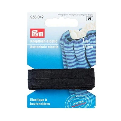 Afbeelding van Prym Black (18 mm, 1 m) knoopsgat elastisch geweven Stuk