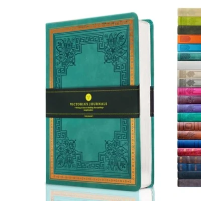 Afbeelding van VICTORIA&#039;S JOURNALS Kunstleer vintage dagboek harde kaft gevoerd notitieboek oud uitziend reisdagboek, A5 formaat 15,7 x 21,1 cm