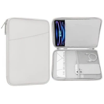 Afbeelding van MoKo 9 11 inch Tablet Sleeve Case,Fits New iPad Air/Pro 2024, Air 5/4th 10.9,iPad 10th Gen 9/8/7th 10.2,Galaxy Tab S8/S9 11,Protective Bag Carrying Case with Pocket,Gray + White