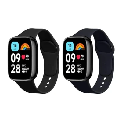 Afbeelding van kwmobile 2x horlogebandjes geschikt voor Xiaomi Redmi Watch 3 Active bandje Smartwatch bandjes van TPU Activity tracker horloge band in zwart / donkerblauw
