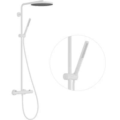 Afbeelding van hansgrohe pulsify s puro showerpipe 260 1jet ecosmart met thermostaat mat wit 24223700