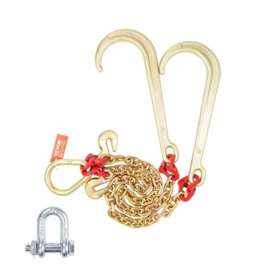 Afbeelding van VEVOR J Haaksleepketting, draagkracht 4898 kg, ketting V flens G80 met grijphaak, 8 mm x 60 cm, voor probleemoplossing, transport, sleepwagen, vrachtwagen dienblad