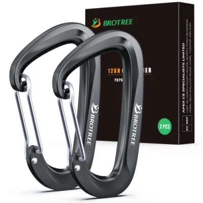 Afbeelding van BROTREE 12KN Karabijnhaak Supersterke Aluminium Karabijnhaken voor Hangmat, Kamperen, Wandelen, Rugzak (2 of 4 pakketten)